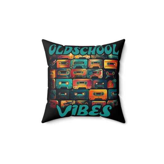 Oldschool Vibes 80er Retro Kassette Kissen, Geschenk für Musikliebhaber, Vintage Musik, Retro Kassette T-Shirt, Spun Polyester Square Pillow