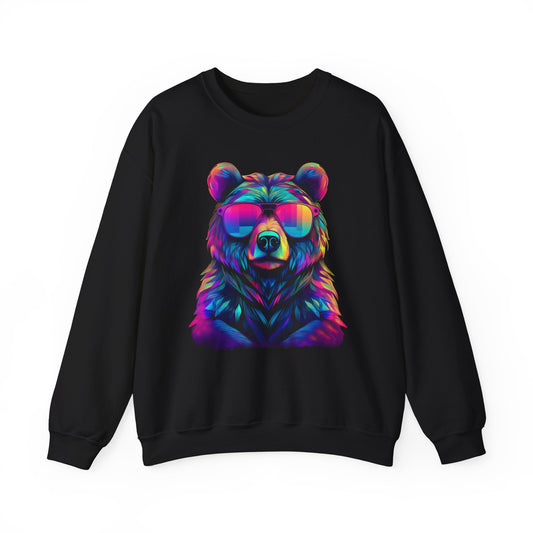 Bär mit Sonnenbrille Sweatshirt / Neon Bären Grafik / Design für Tierliebhaber und Streetwear Fans / Geschenk / Wild / Lustig