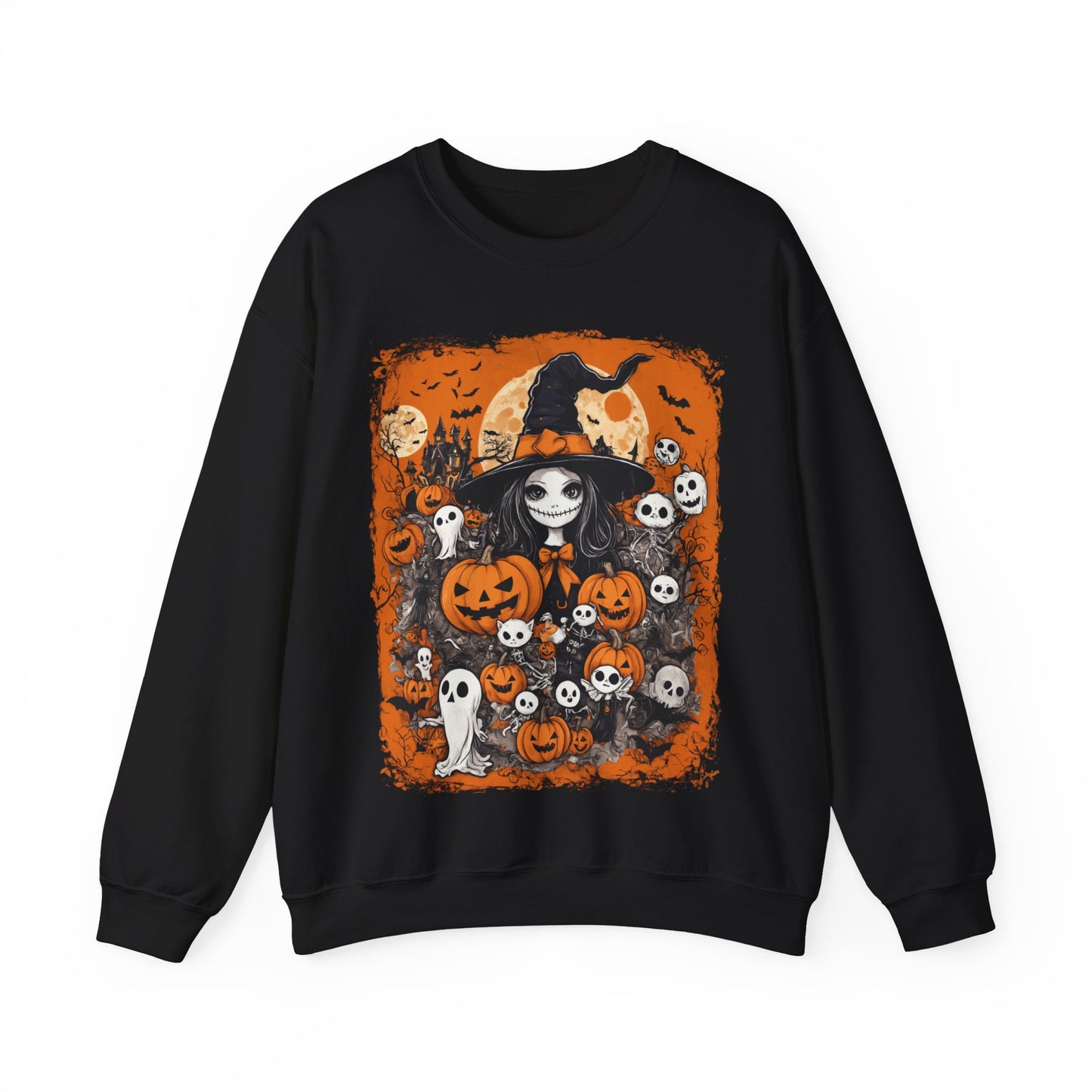 Halloween Pumpkin Witch Sweatshirt, Fall Autumn Costume Jumper, Spooky Season Pullover, Trick or Treat Top, Jack O Lantern Graphic Tee