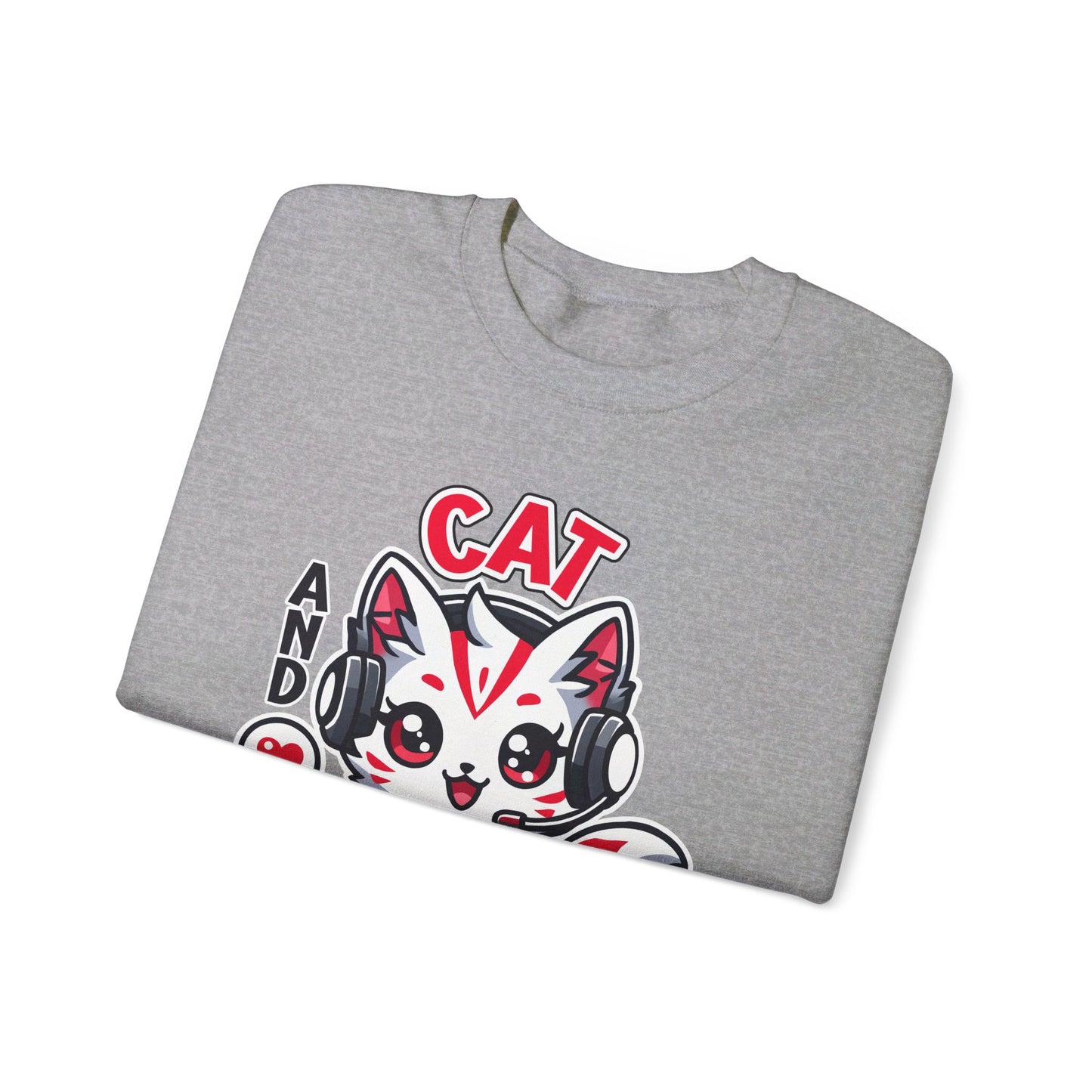 Cat and Gaming Unisex Heavy Blend™ Crewneck Sweatshirt / Anime / Katze / Geschenk / Zocken