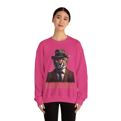 Retro Vintage Gangster Leopart Sweatshirt, Gangimals Cool 1930's Kitty Jumper, Hipster Feline Streetwear, Urban Pullover, Unisex