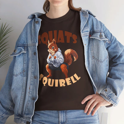 Squats Squirell T-Shirt - Lustiges Cartoon T-Shirt für Fitness-Enthusiasten und Katzenliebhaber