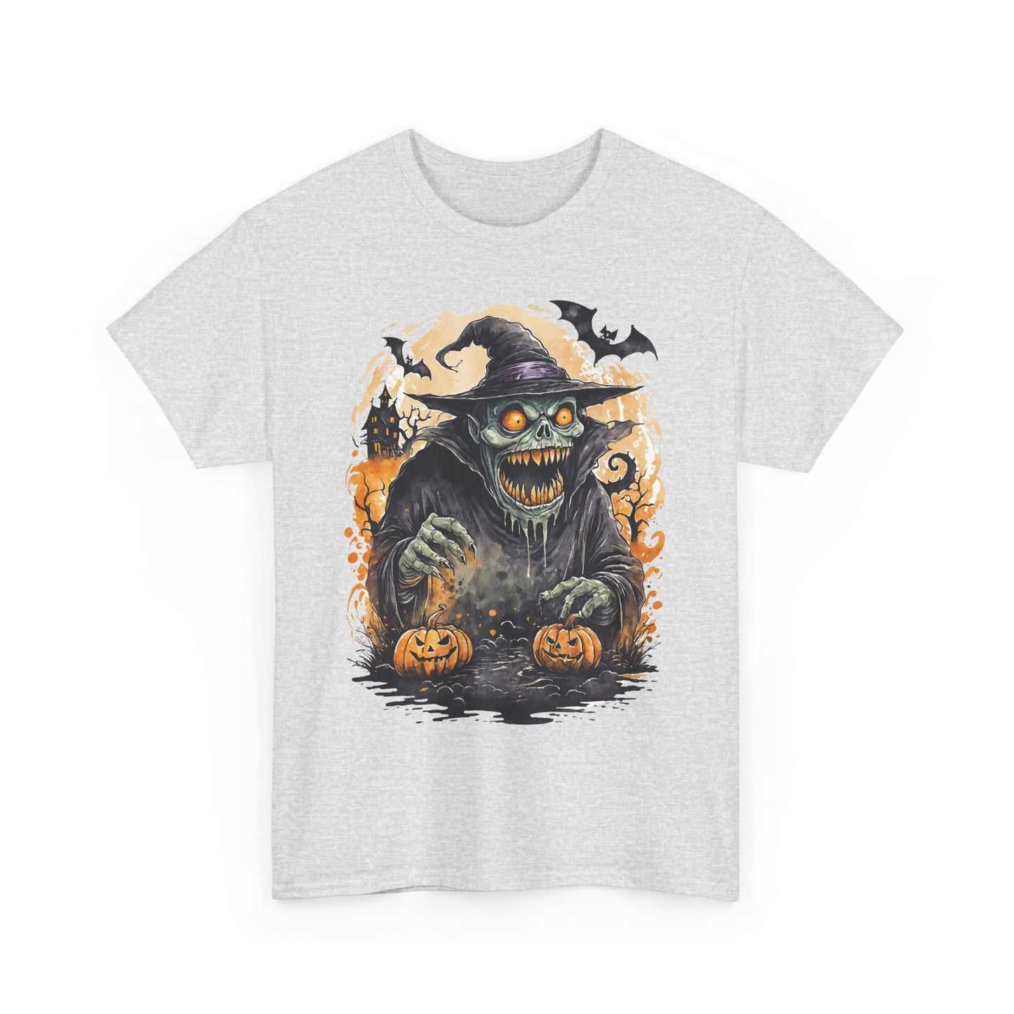 Halloween Pumpkin Green Monster Tee, Spooky Unisex T-Shirt, Fall Season Shirt, Jack-O-Lantern Costume Top, Autumn Witch Theme Apparel