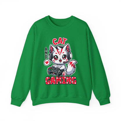 Cat and Gaming Unisex Heavy Blend™ Crewneck Sweatshirt / Anime / Katze / Geschenk / Zocken