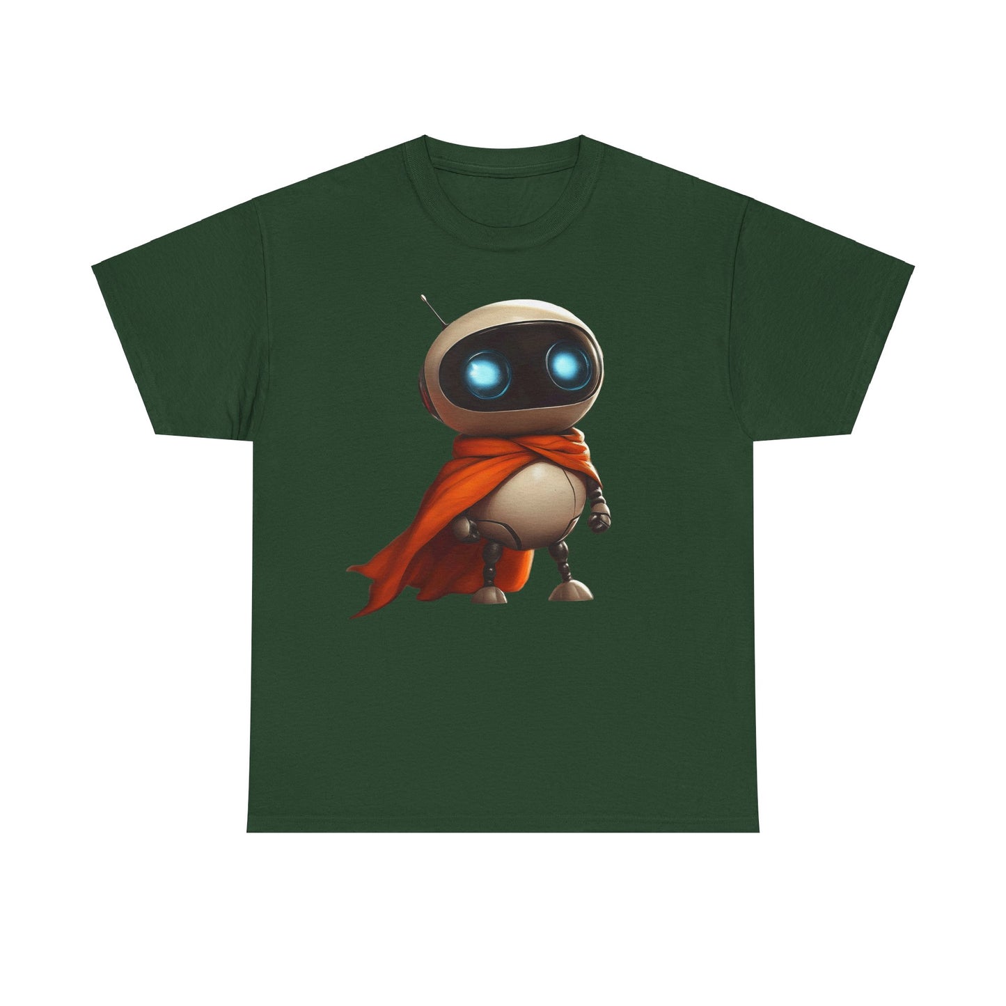 Süßer Roboter T-Shirt mit Umhang / Sci-Fi Cartoon Roboter Grafik Tee / Lustiges Unisex Shirt für Tech-Liebhaber