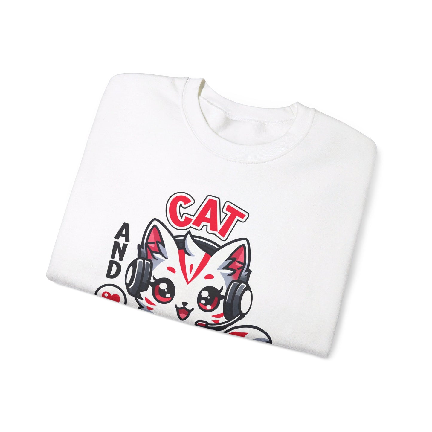 Cat and Gaming Unisex Heavy Blend™ Crewneck Sweatshirt / Anime / Katze / Geschenk / Zocken