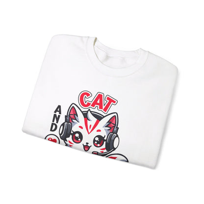 Cat and Gaming Unisex Heavy Blend™ Crewneck Sweatshirt / Anime / Katze / Geschenk / Zocken