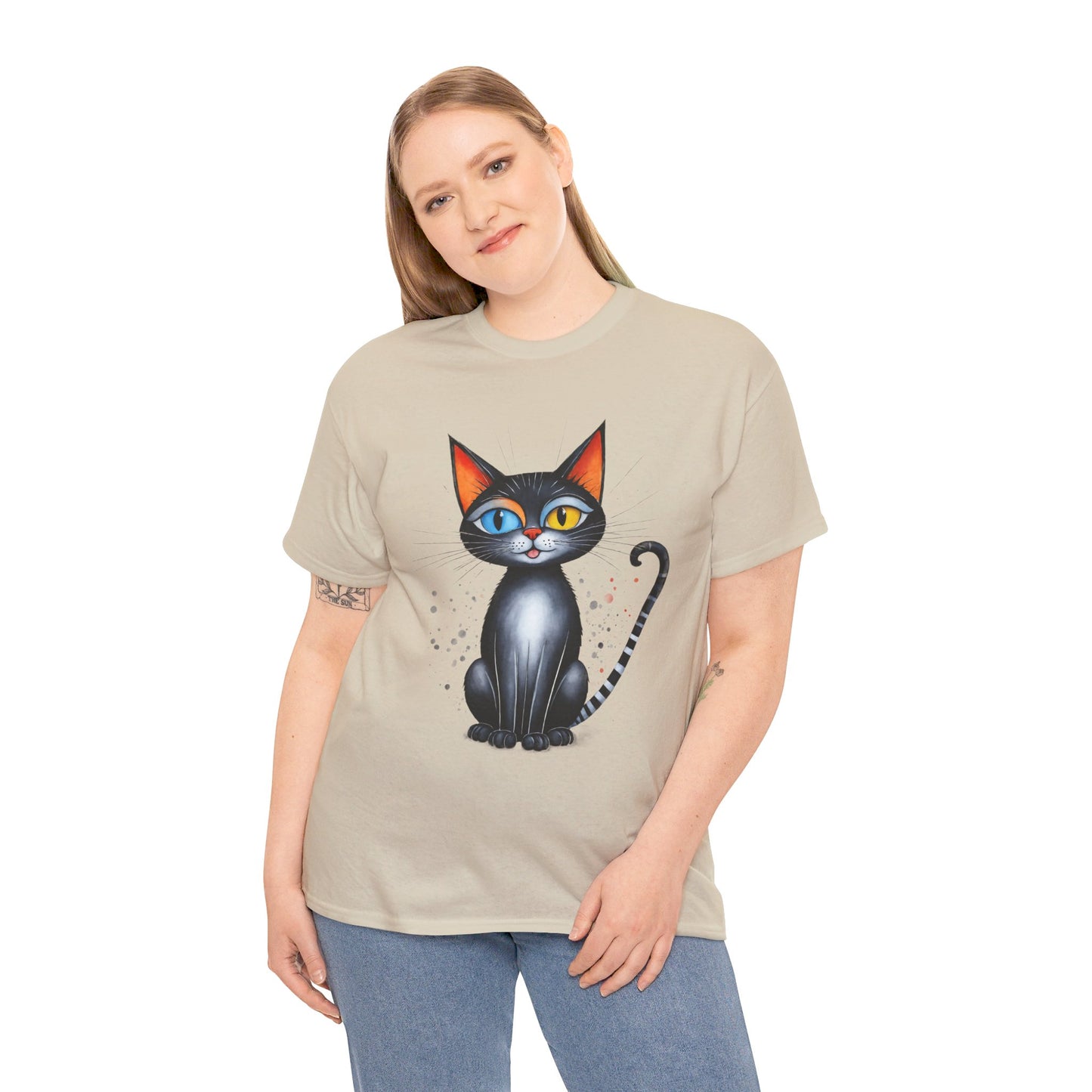 Cat Lover T-Shirt, Feline Graphic Tee, Multicolor Kitten Print Top, Animal Theme Shirt, Cat Enthusiast Clothing