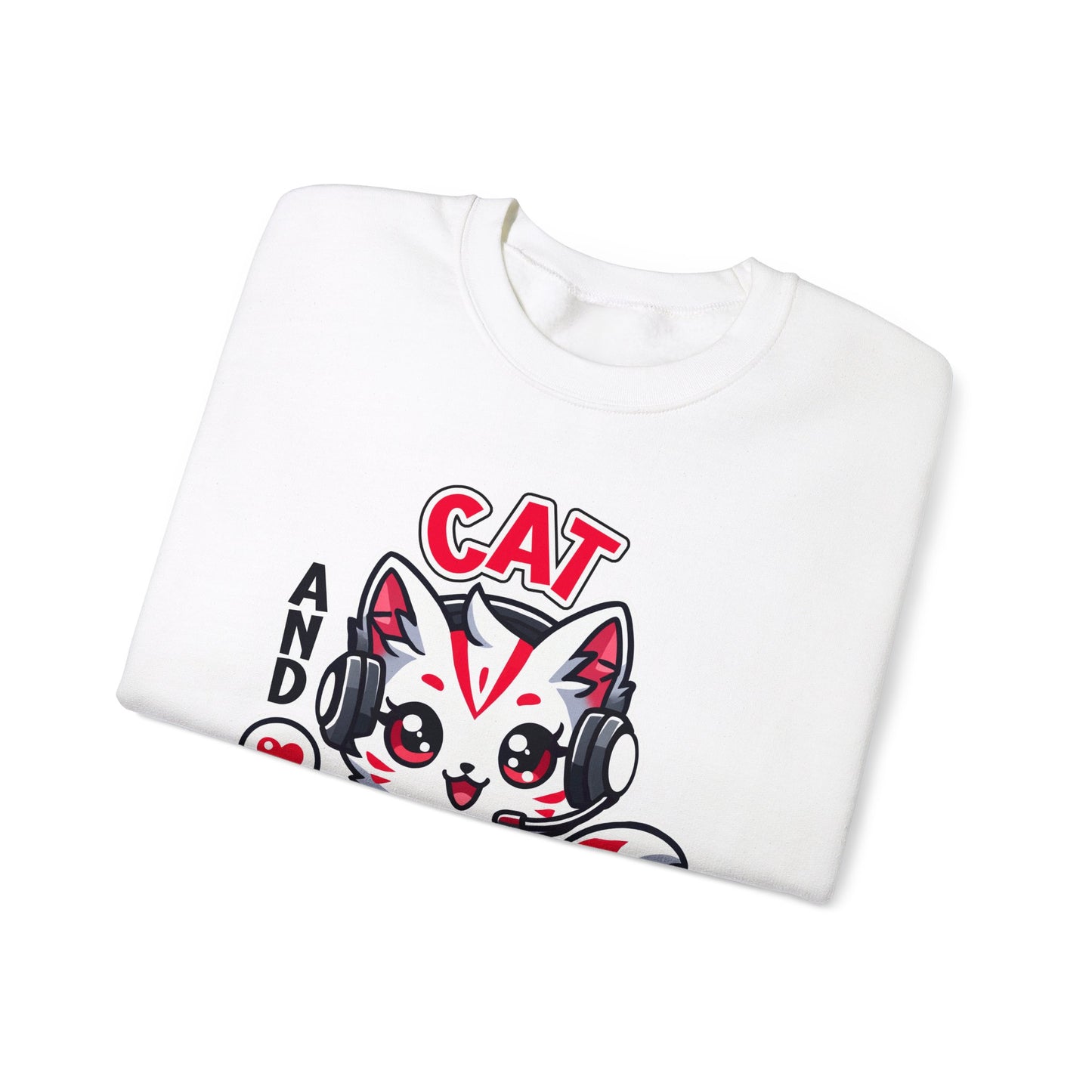 Cat and Gaming Unisex Heavy Blend™ Crewneck Sweatshirt