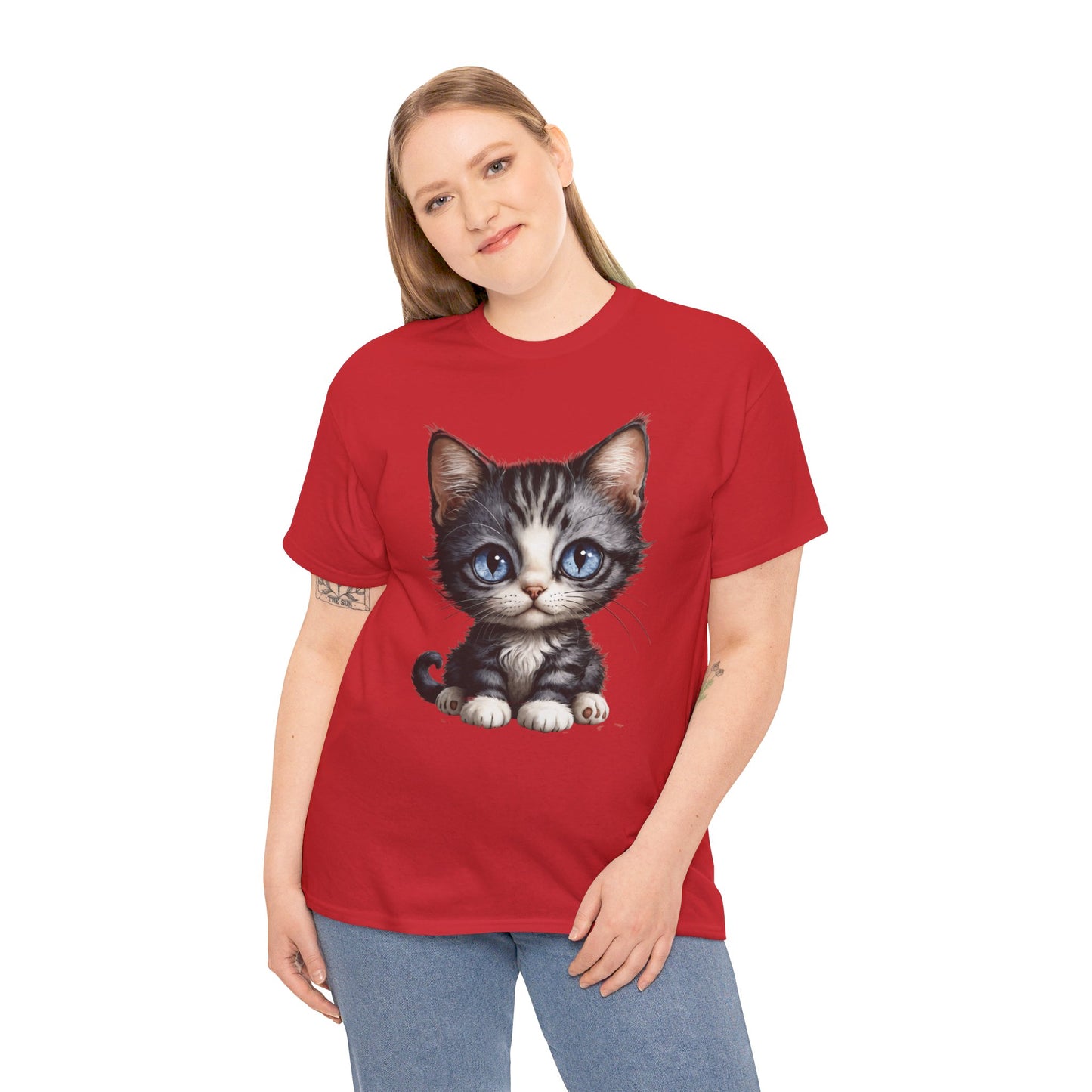 Cat Lover T-Shirt, Cute Kitten Graphic Tee, Animal Print Top, Blue Eyed Cat Shirt, Pet Owner Gift