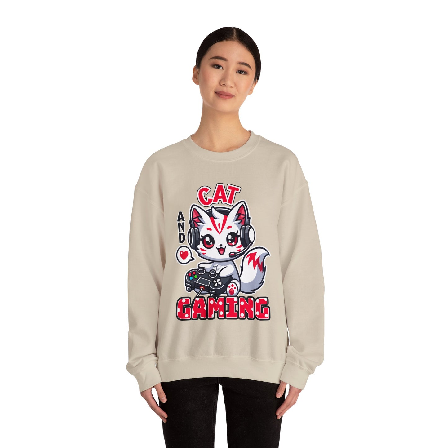 Cat and Gaming Unisex Heavy Blend™ Crewneck Sweatshirt