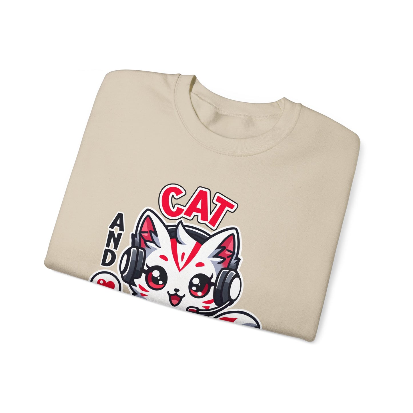 Cat and Gaming Unisex Heavy Blend™ Crewneck Sweatshirt