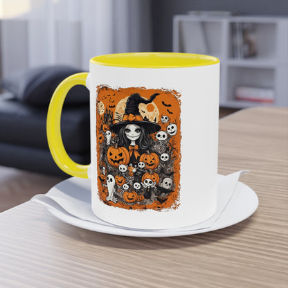 Halloween Pumpkin Mug, Witch Coffee Cup, Fall Kitchen Decor, October Mug, Spooky Halloween Gift, 11oz Mug