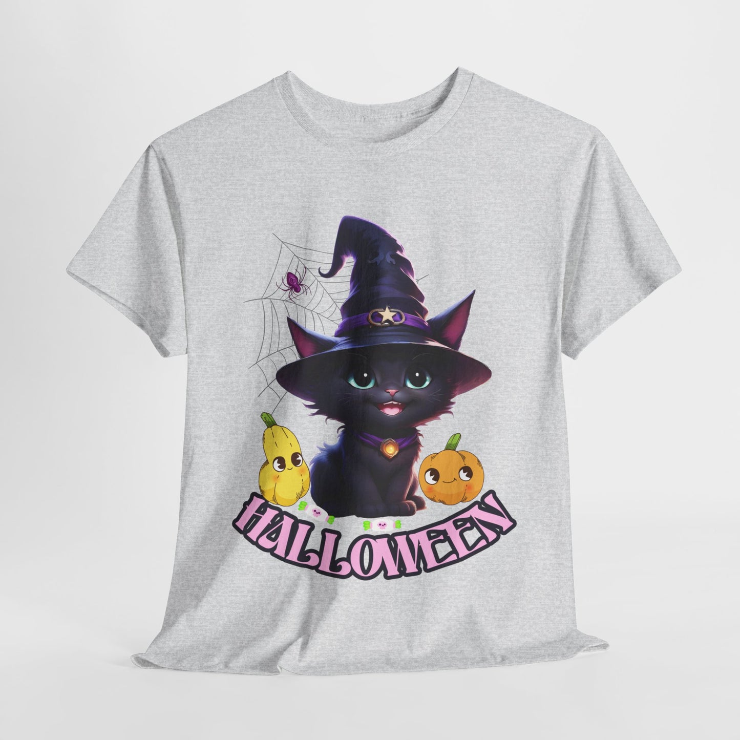 Halloween Witch Kitten Tee, Spooky Cute Shirt, Trick or Treat Costume Top, Black Cat Magic Tshirt, Creepy Kitty Outfit, Funny Holiday