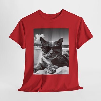 Cool Beach Cat T-Shirt, Sunglasses Cat Jumper, Summer Kitten Crewneck, Funny Animal T-Shirt, Beach Vibes T-Shirt, Cat Lover Gift