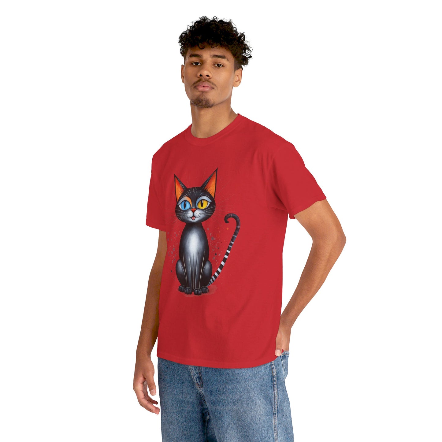 Cat Lover T-Shirt, Feline Graphic Tee, Multicolor Kitten Print Top, Animal Theme Shirt, Cat Enthusiast Clothing