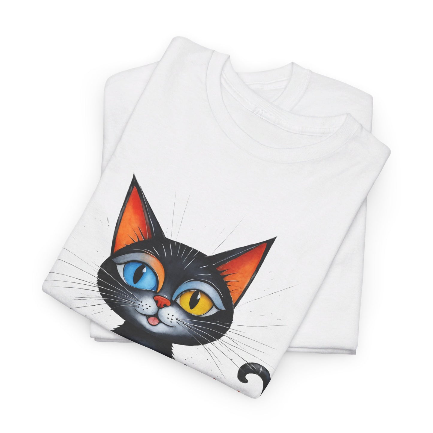 Cat Lover T-Shirt, Feline Graphic Tee, Multicolor Kitten Print Top, Animal Theme Shirt, Cat Enthusiast Clothing