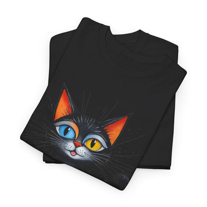 Cat Lover T-Shirt, Feline Graphic Tee, Multicolor Kitten Print Top, Animal Theme Shirt, Cat Enthusiast Clothing