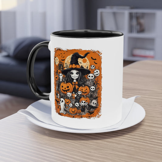 Halloween Pumpkin Mug, Witch Coffee Cup, Fall Kitchen Decor, October Mug, Spooky Halloween Gift, 11oz Mug