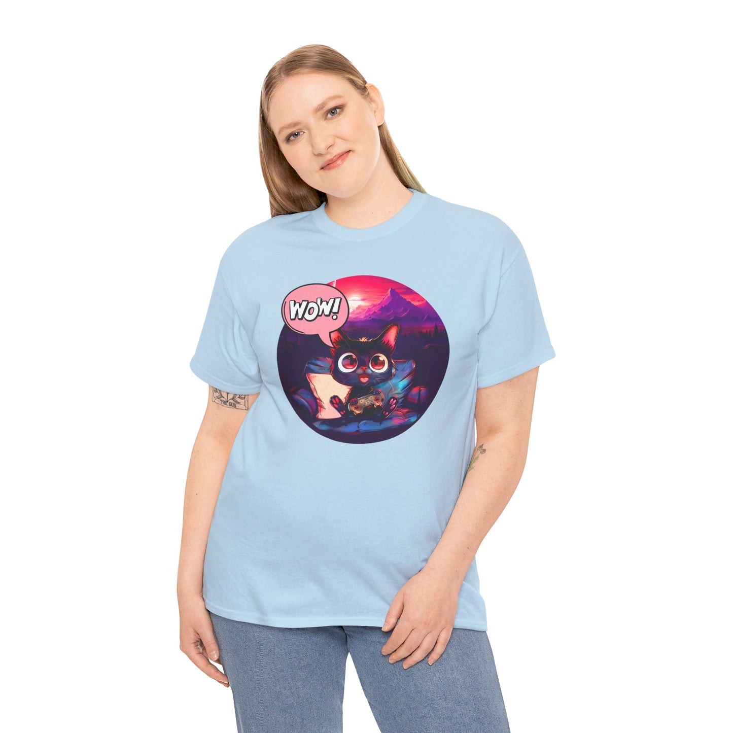 Wow! Gamer Cat" T-Shirt / Geschenk / Katzenliebhaber /Zocken / gaming / Comic / Katze