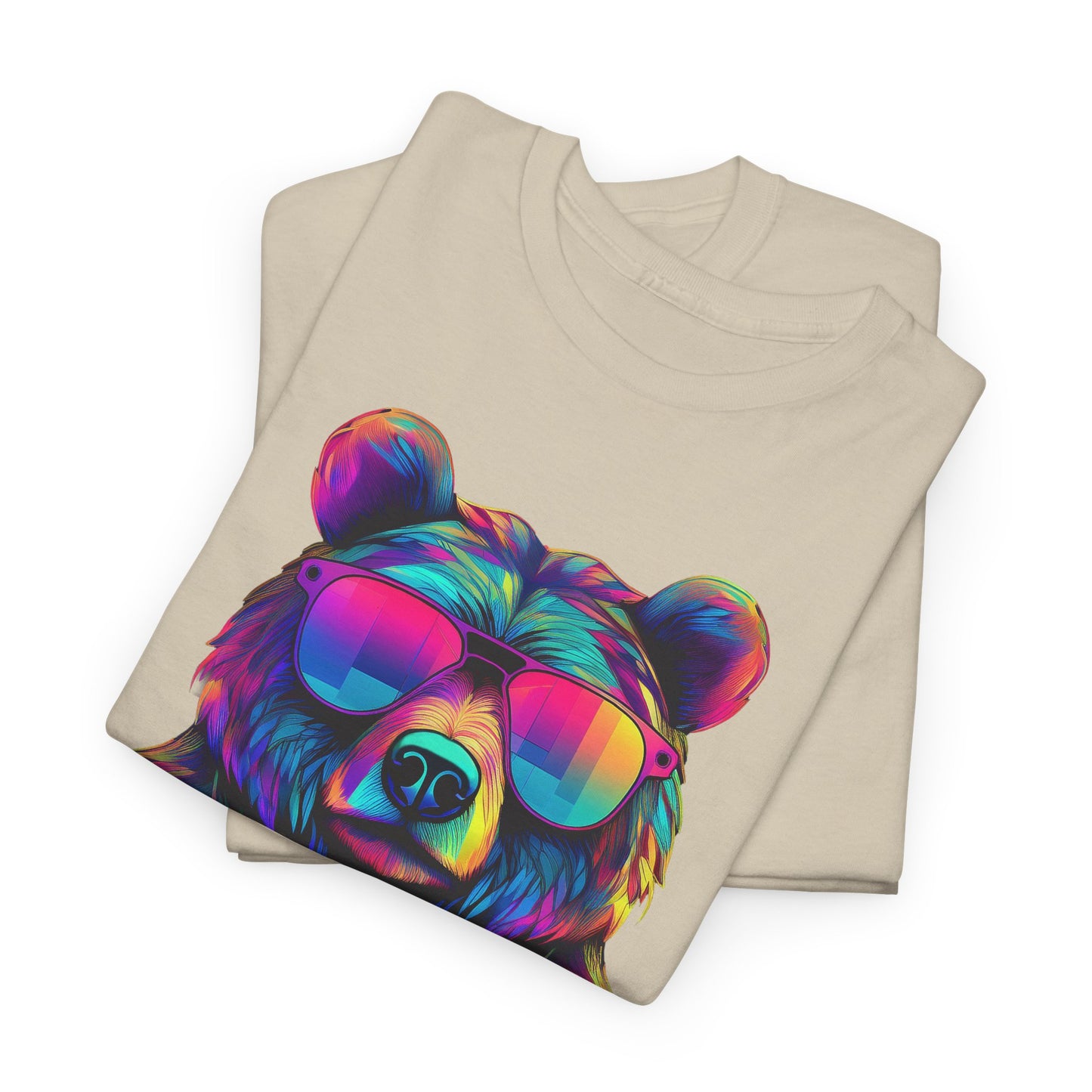 Cooler Bär mit Sonnenbrille T-Shirt / Neon Bären Grafik Design für Tierliebhaber und Streetwear Fans T-Shirt / Geschenk