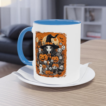 Halloween Pumpkin Mug, Witch Coffee Cup, Fall Kitchen Decor, October Mug, Spooky Halloween Gift, 11oz Mug