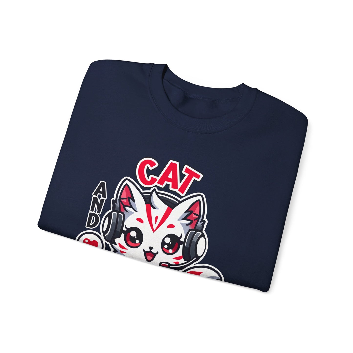 Cat and Gaming Unisex Heavy Blend™ Crewneck Sweatshirt / Anime / Katze / Geschenk / Zocken