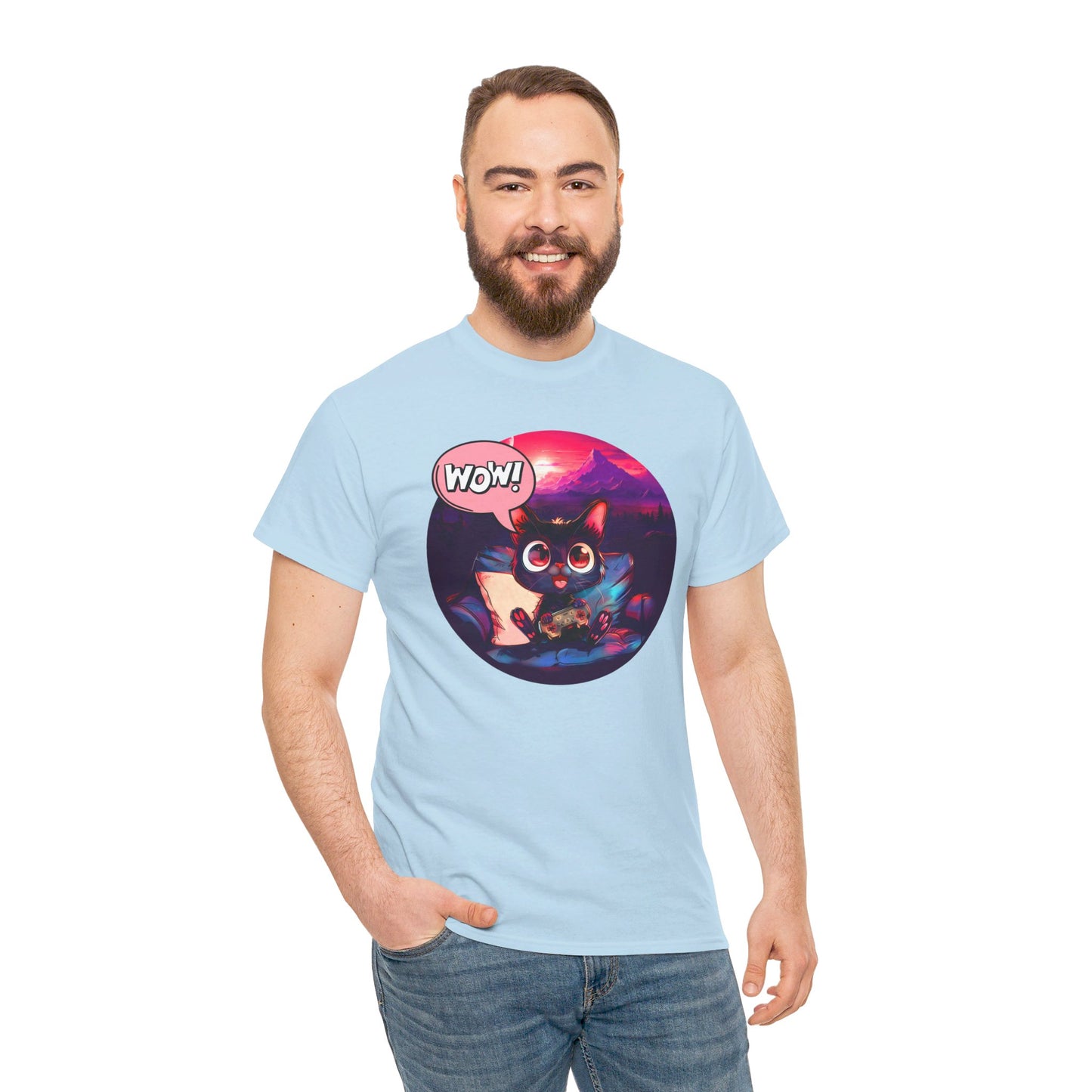 Wow! Gamer Cat" T-Shirt / Geschenk / Katzenliebhaber /Zocken / gaming / Comic / Katze