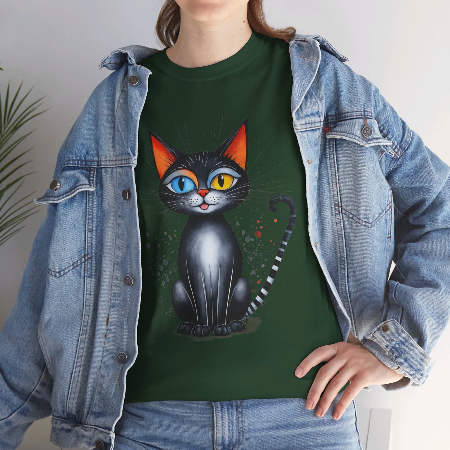 Cat Lover T-Shirt, Feline Graphic Tee, Multicolor Kitten Print Top, Animal Theme Shirt, Cat Enthusiast Clothing