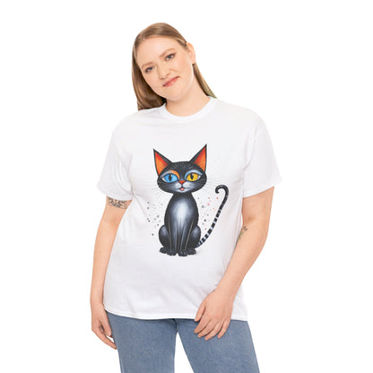 Cat Lover T-Shirt, Feline Graphic Tee, Multicolor Kitten Print Top, Animal Theme Shirt, Cat Enthusiast Clothing