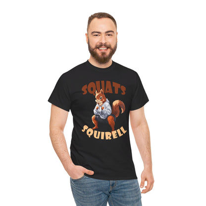 Squats Squirell T-Shirt - Lustiges Cartoon T-Shirt für Fitness-Enthusiasten und Katzenliebhaber