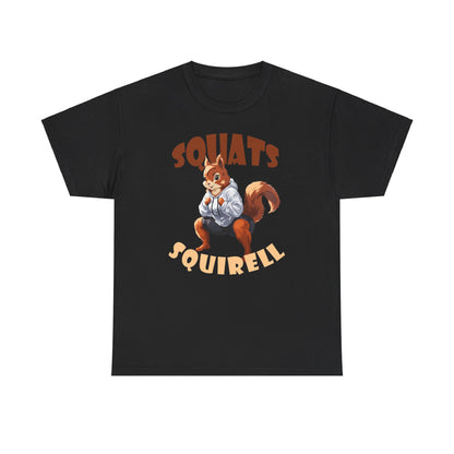 Squats Squirell T-Shirt - Lustiges Cartoon T-Shirt für Fitness-Enthusiasten und Katzenliebhaber