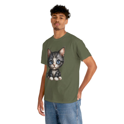 Cat Lover T-Shirt, Cute Kitten Graphic Tee, Animal Print Top, Blue Eyed Cat Shirt, Pet Owner Gift