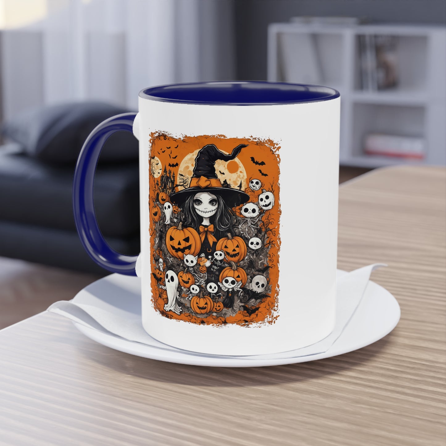 Halloween Pumpkin Mug, Witch Coffee Cup, Fall Kitchen Decor, October Mug, Spooky Halloween Gift, 11oz Mug