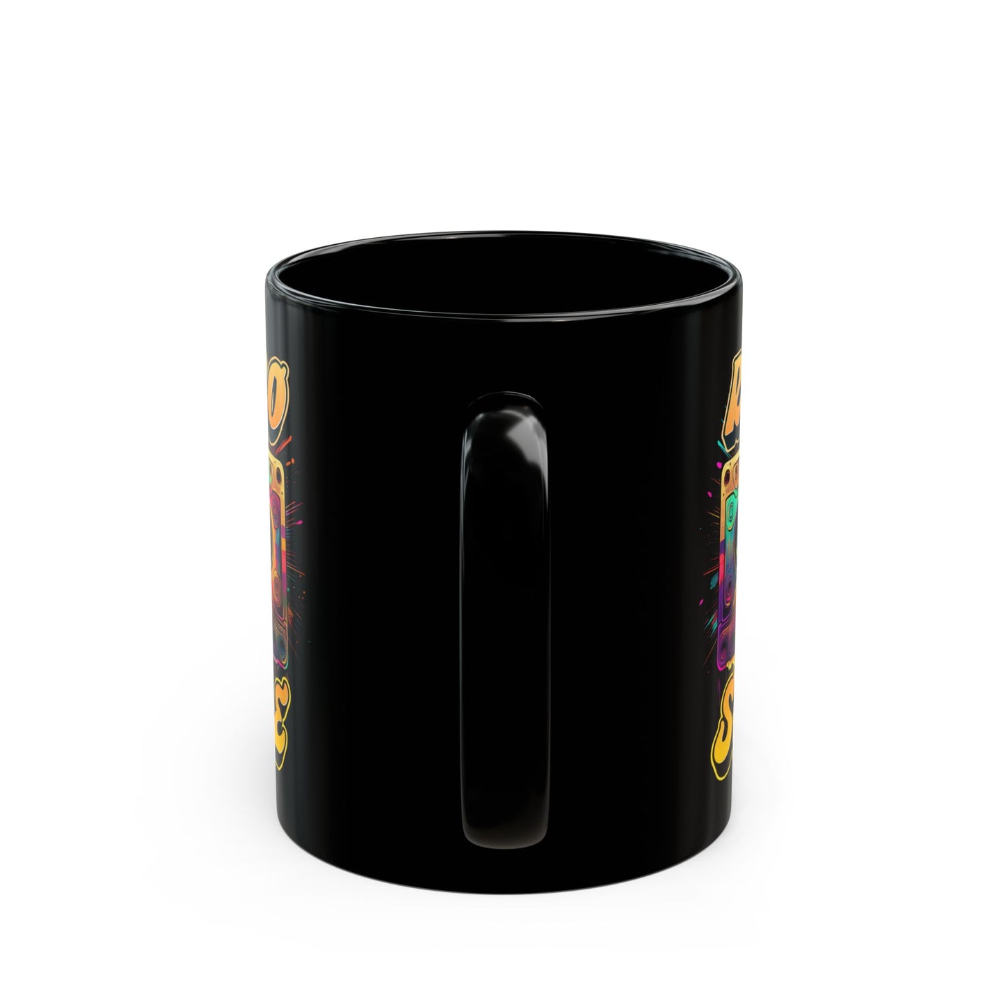 Oldschool Vibes 80er Retro Kassette Tasse, Geschenk für Musikliebhaber, Vintage Musik, Retro Kassette T-Shirt, Tasse Black Mug (11oz, 15oz)