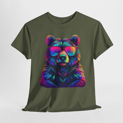 Cooler Bär mit Sonnenbrille T-Shirt / Neon Bären Grafik Design für Tierliebhaber und Streetwear Fans T-Shirt / Geschenk