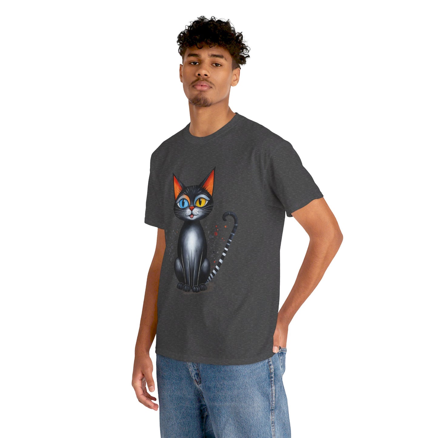 Cat Lover T-Shirt, Feline Graphic Tee, Multicolor Kitten Print Top, Animal Theme Shirt, Cat Enthusiast Clothing