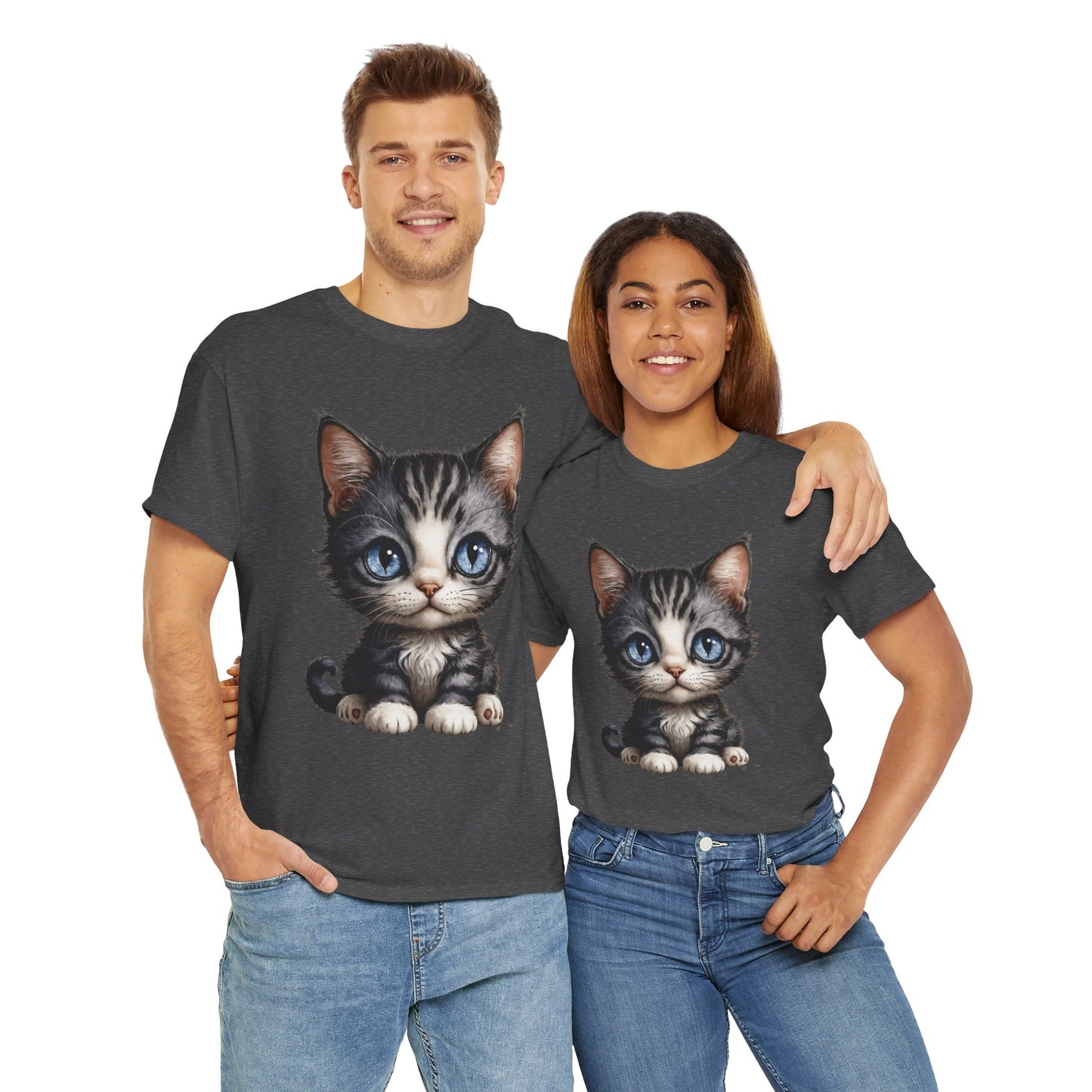 Cat Lover T-Shirt, Cute Kitten Graphic Tee, Animal Print Top, Blue Eyed Cat Shirt, Pet Owner Gift