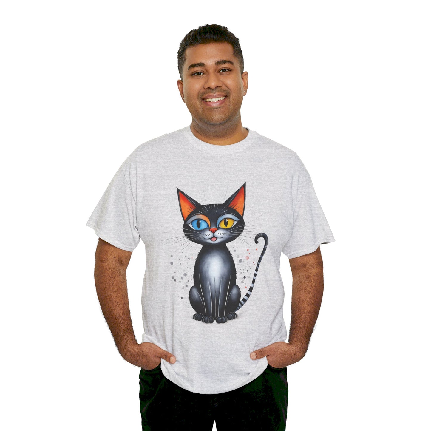 Cat Lover T-Shirt, Feline Graphic Tee, Multicolor Kitten Print Top, Animal Theme Shirt, Cat Enthusiast Clothing