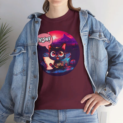 Wow! Gamer Cat" T-Shirt / Geschenk / Katzenliebhaber /Zocken / gaming / Comic / Katze