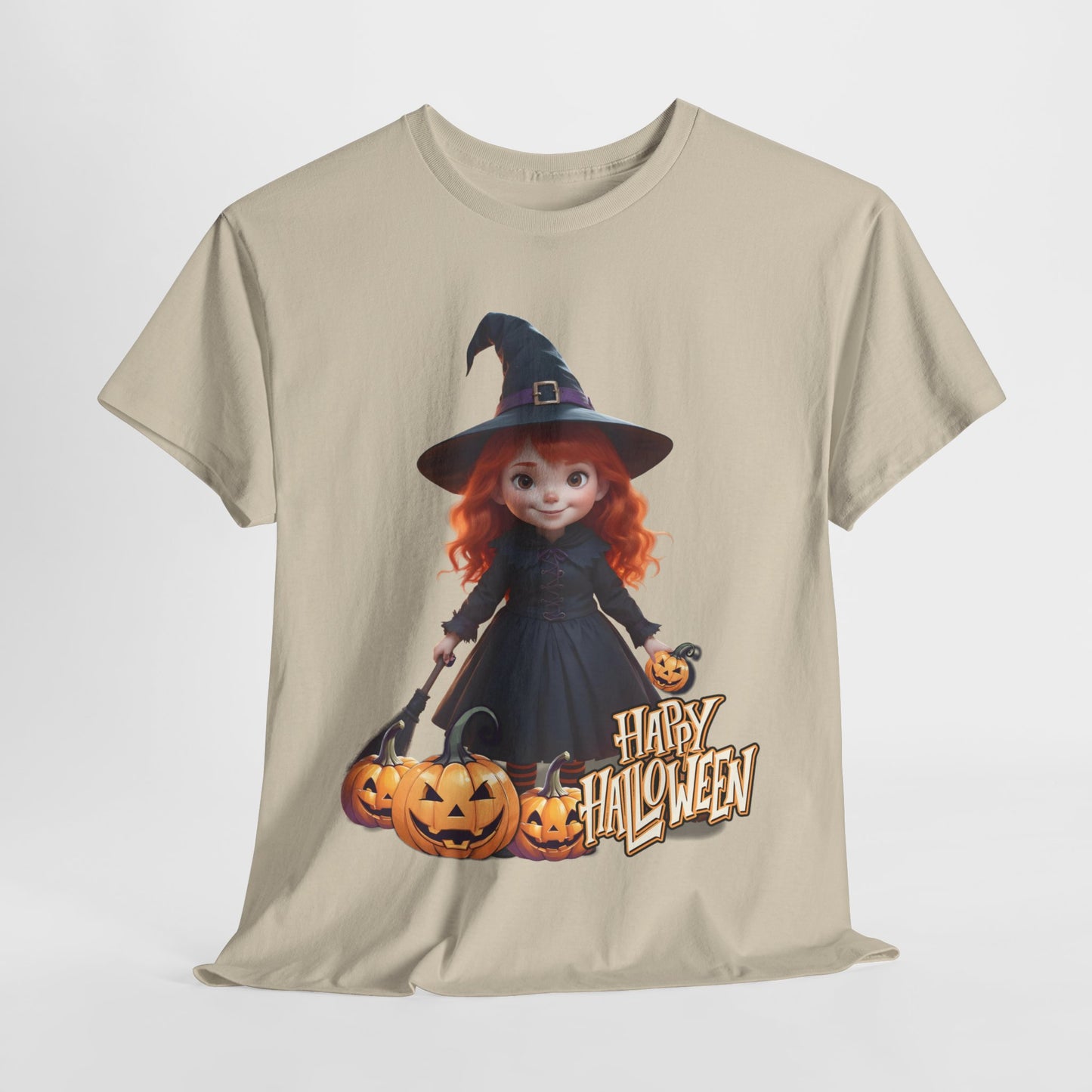 Halloween Witch Tee, Spooky Kids Shirt, Red Haired Girl Costume Top, Cute Smiling Witches Apparel, Unisex Tshirt, Holiday Clothing, Trick or