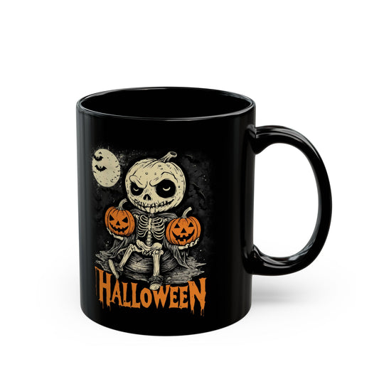 Halloween Pumpkin little Skull  Coffee Cup, Tea Mug, Spooky Kitchen Decor, Fall Mug Gift, Witches Brew Mug