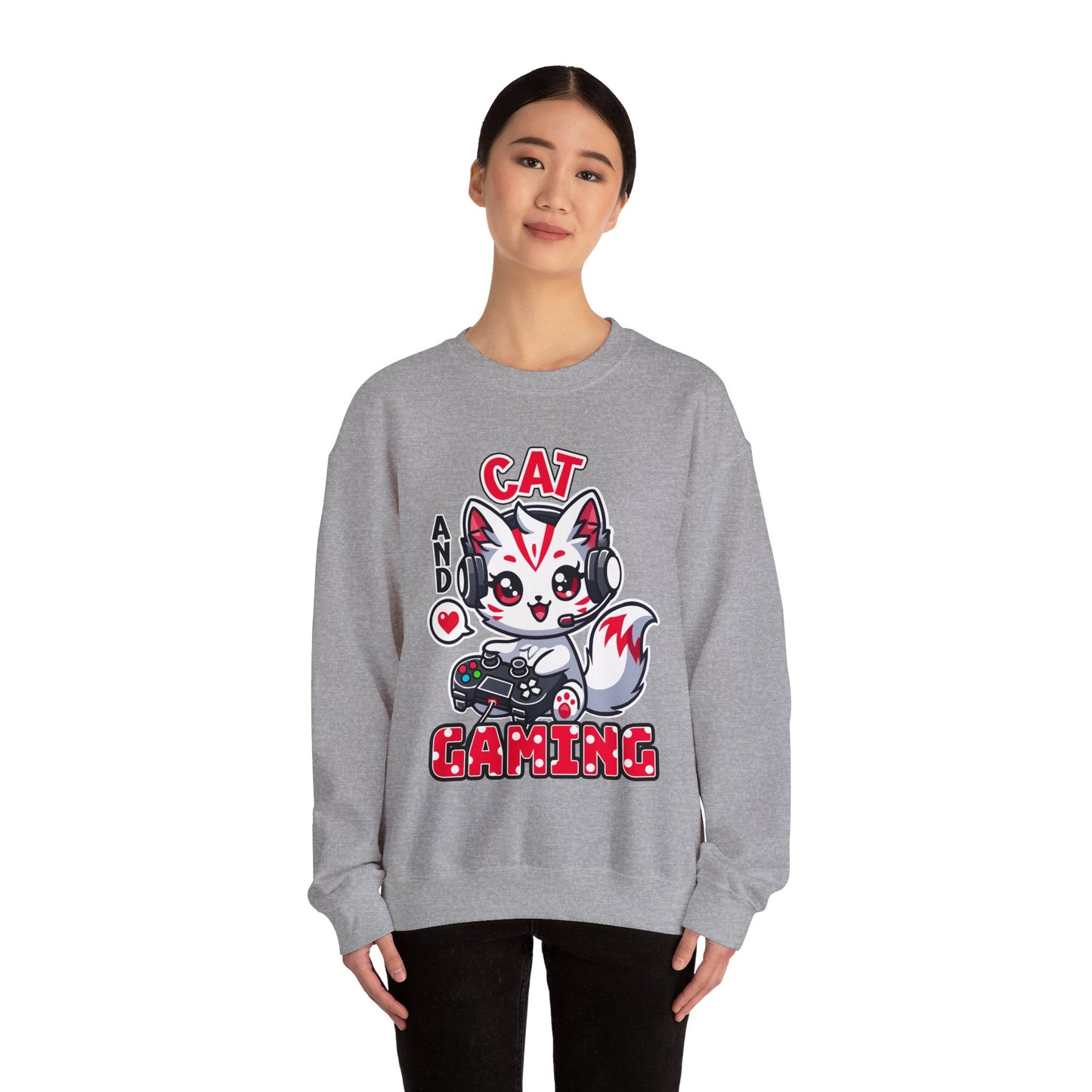 Cat and Gaming Unisex Heavy Blend™ Crewneck Sweatshirt