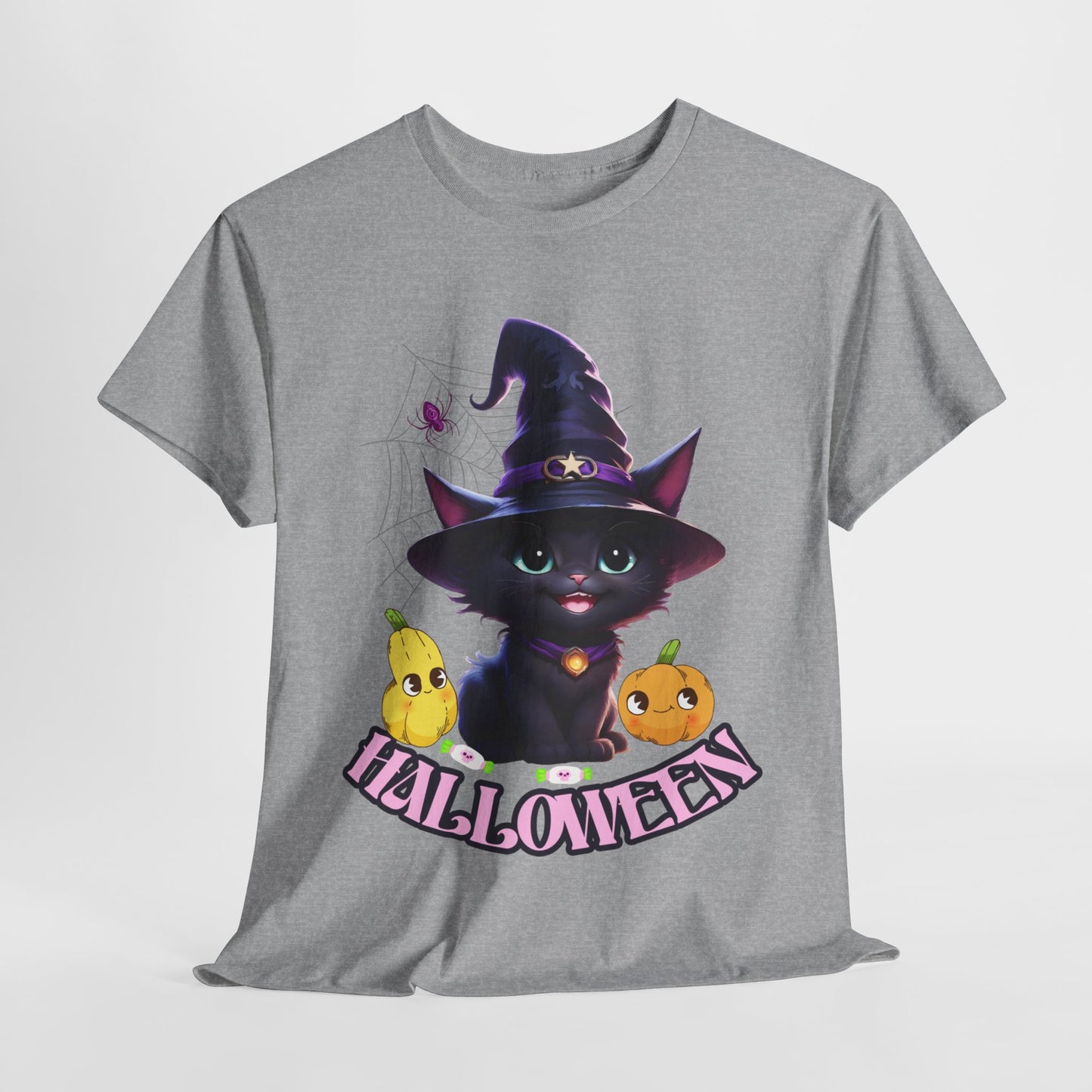 Halloween Witch Kitten Tee, Spooky Cute Shirt, Trick or Treat Costume Top, Black Cat Magic Tshirt, Creepy Kitty Outfit, Funny Holiday