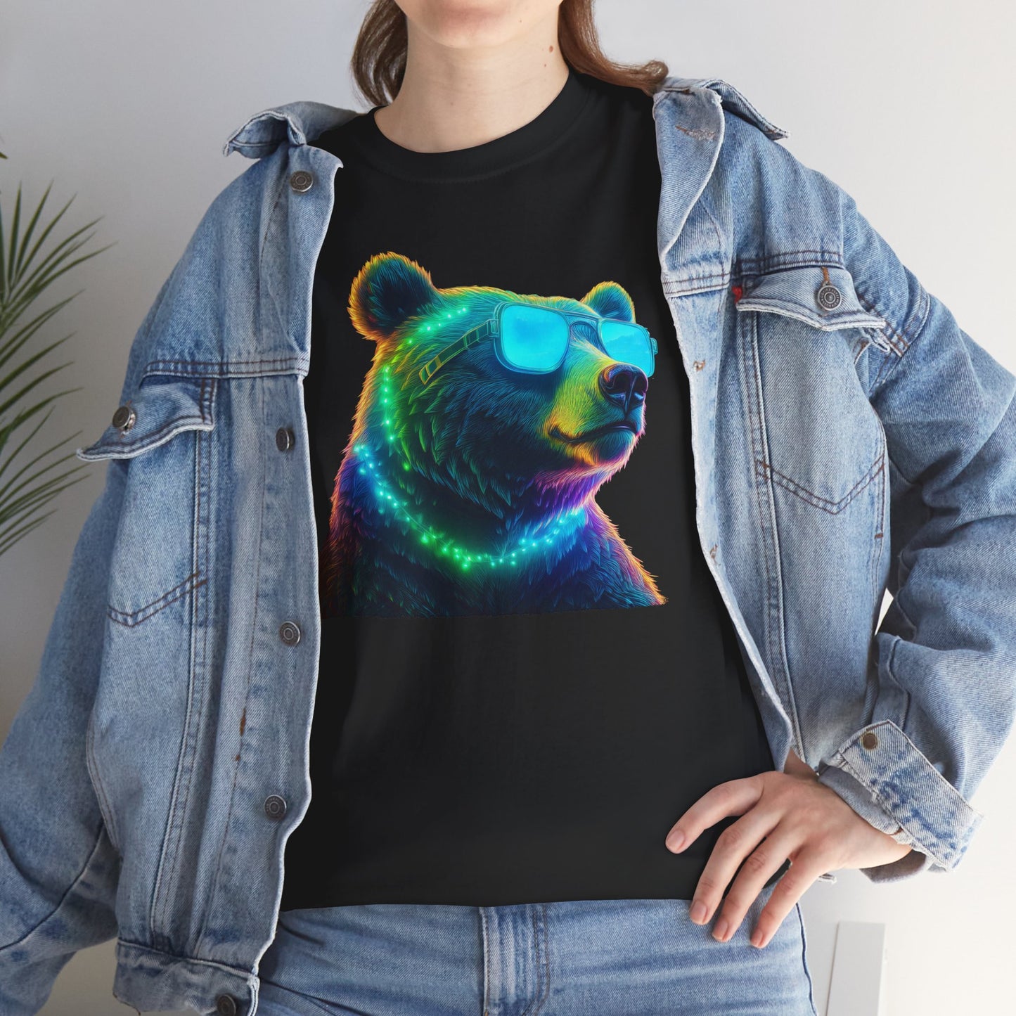 Cooler Bär mit Sonnenbrille T-Shirt / Neon Bären Grafik Design für Tierliebhaber und Streetwear Fans T-Shirt / Geschenk