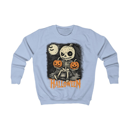 Kids Sweatshirt, Halloween Pumpkin little Skull design, Trick or Treat Costume, Jack-O-Lantern, Autumn Fall Clothing, Spooky Fashion,