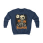 Kids Sweatshirt, Halloween Pumpkin little Skull design, Trick or Treat Costume, Jack-O-Lantern, Autumn Fall Clothing, Spooky Fashion,