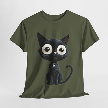 Cat Lover T-Shirt, Cute Kitty Tee, Adorable Feline Shirt, Big Eyed Cat Top, Animal Graphic Tee for Pet Owners