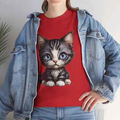 Cat Lover T-Shirt, Cute Kitten Graphic Tee, Animal Print Top, Blue Eyed Cat Shirt, Pet Owner Gift