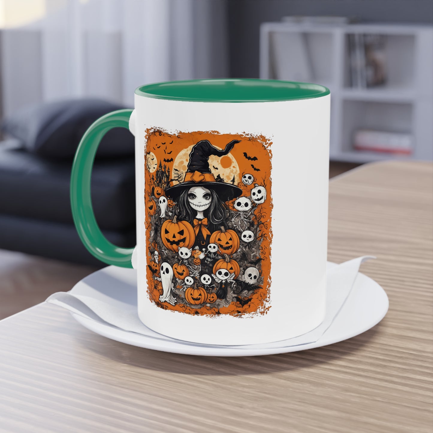 Halloween Pumpkin Mug, Witch Coffee Cup, Fall Kitchen Decor, October Mug, Spooky Halloween Gift, 11oz Mug